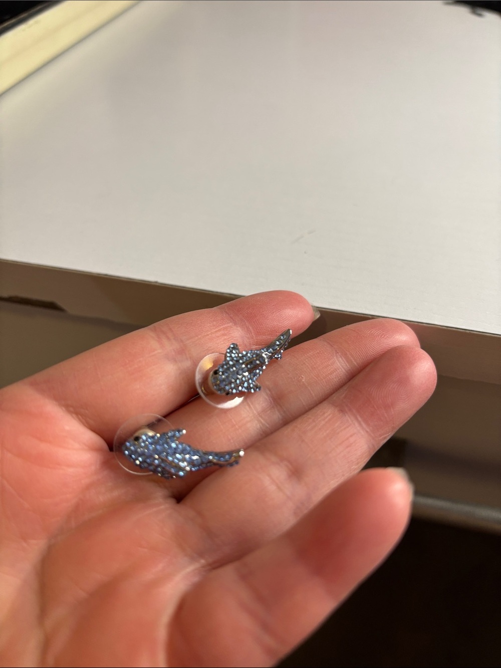 Kate Spade Blue Crystal Shark Stud Earrings